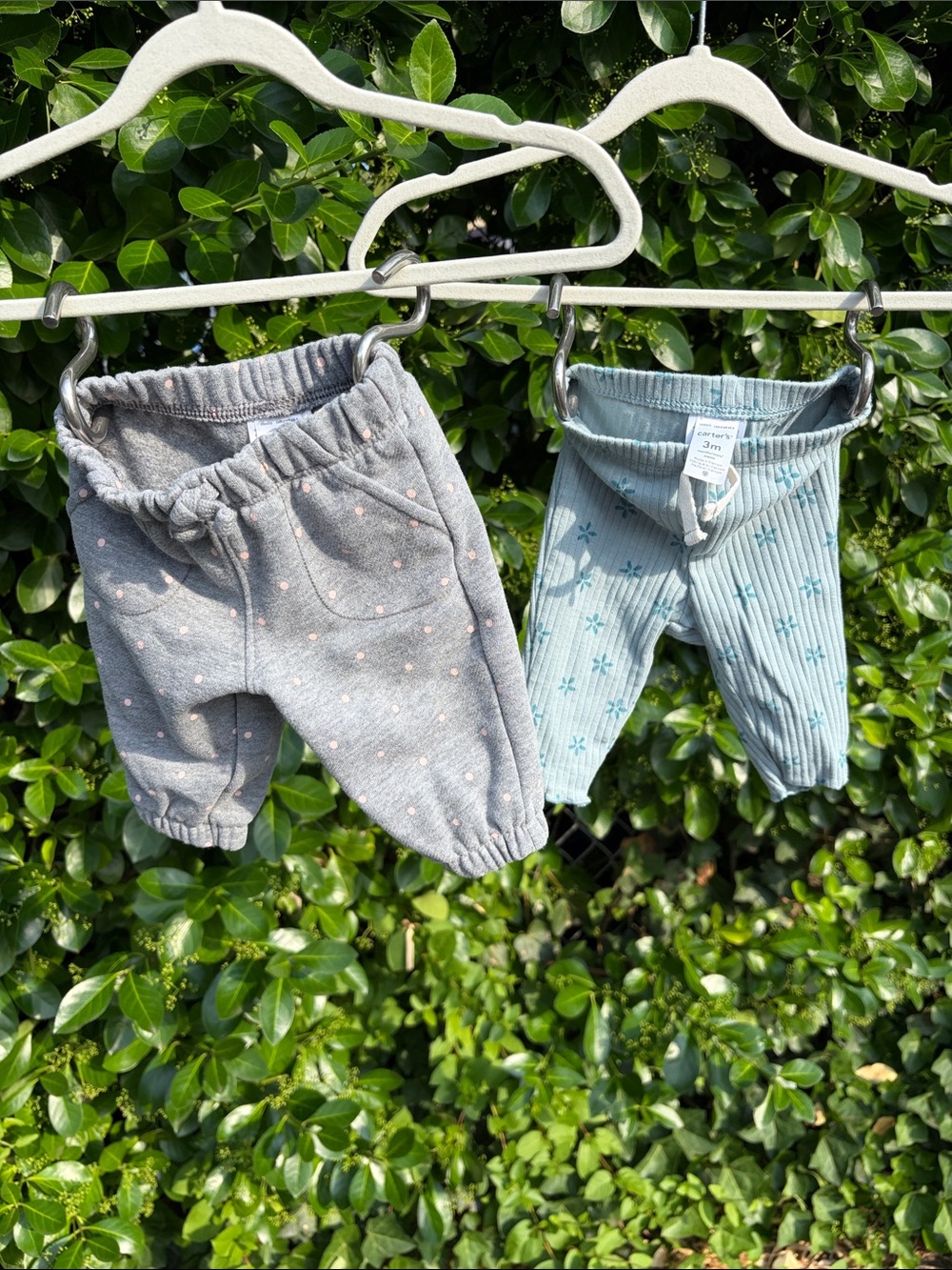 Toddler Pullover Joggers Pair - Gray with Pink Dots & Light Blue Floral Ribbed